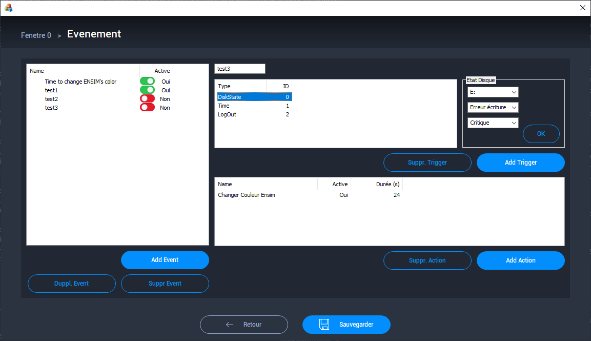 Interface actuelle avec "toggle switch"